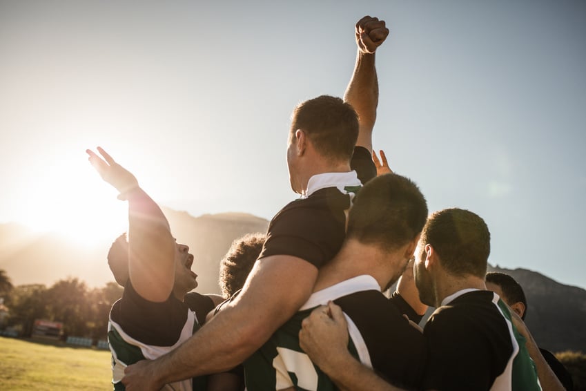 Rugby Team Celebrating the Victory